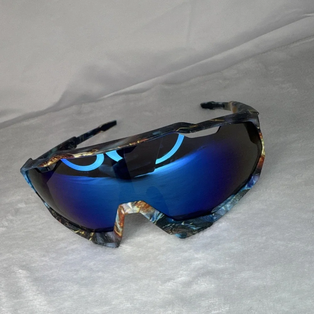 Sunglasses Lightweight Blue Mirrored Lens Multicolor Frame